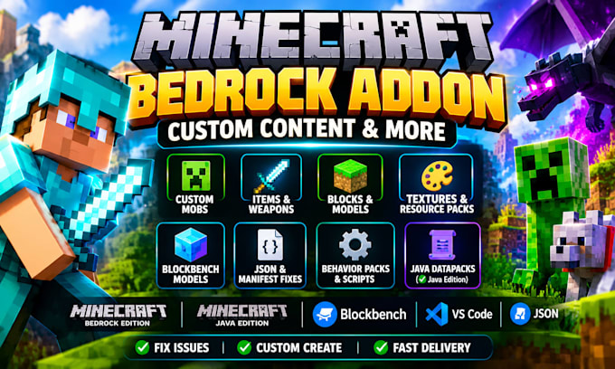fix create custom minecraft bedrock addons mob items blockbench datapack texture