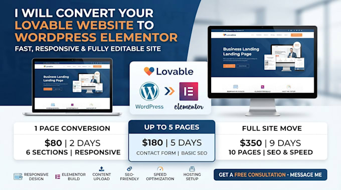 convert your lovable website to wordpress elementor