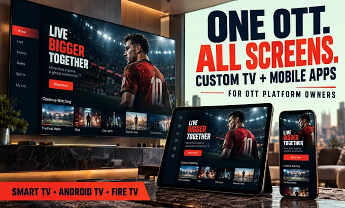 develop a video streaming app, ott app, smart TV app, android TV app