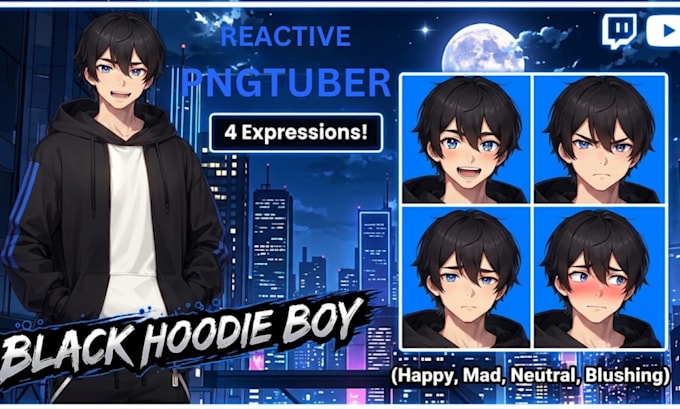 Dibujar modelo de pngtuber chibi lindo, avatar de stream reactivo para ...