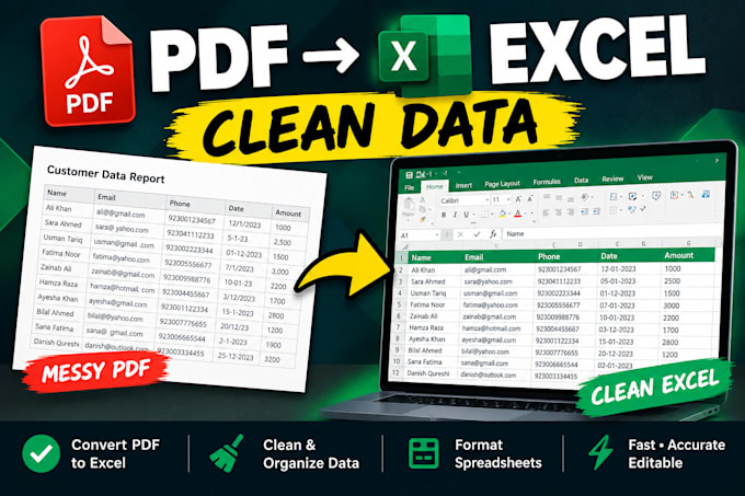 convert PDF to excel and clean your data