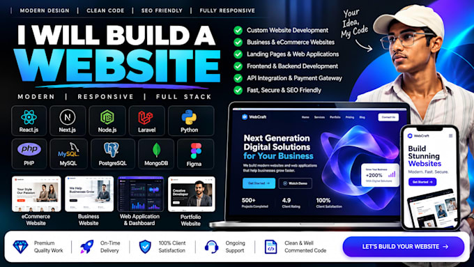 build website, website development, full stack developer, front end developer