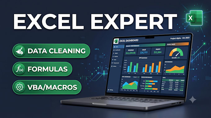 clean messy data, fix formulas, and build custom excel dashboards