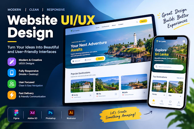 do figma website design, website UI UX design, figma UI design or landing page