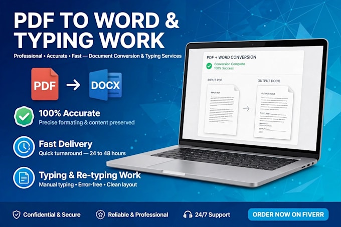 convert pdf to word and typing work