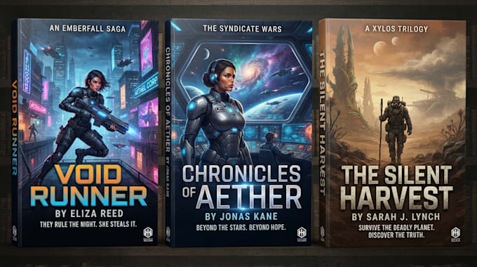design a sci fi fantasy book cover design that sells