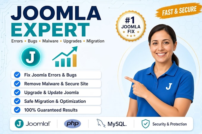 fix joomla errors, bugs, malware, upgrade update and migrate your joomla website