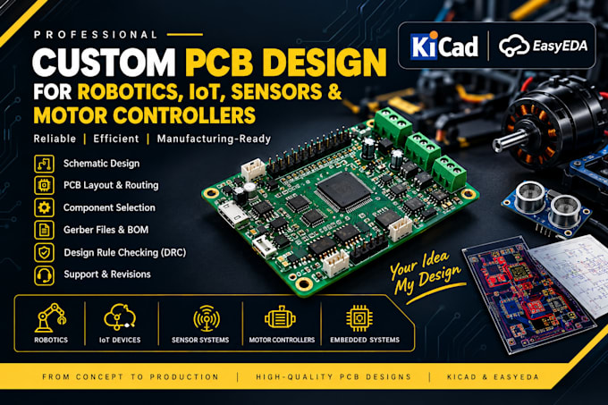 design custom pcb for robotics iot sensors and motor controllers