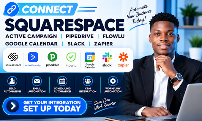 integrate squarespace activecampaign pipedrive flowlu google calendar slack zap