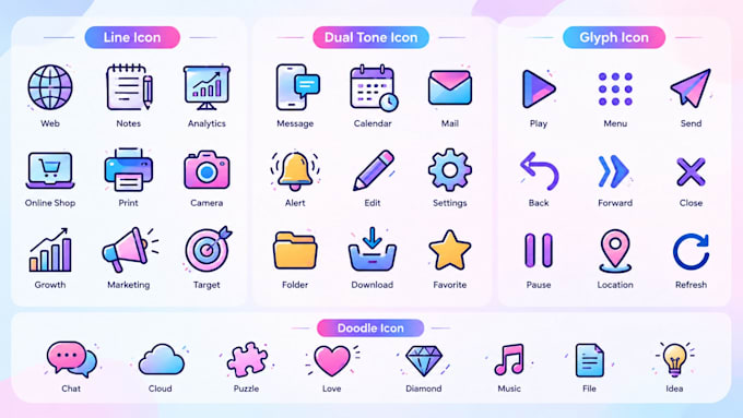 design custom icons, vector icons and minimalist icon sets