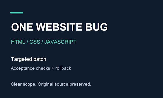 fix one reproducible HTML CSS or javascript website bug