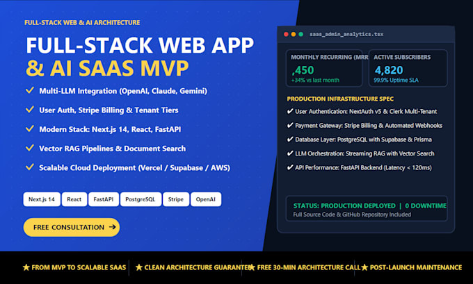 build custom ai saas web application, mvp, and ai tool