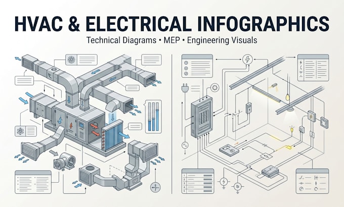 design hvac electrical engineering infographics and diagrams
