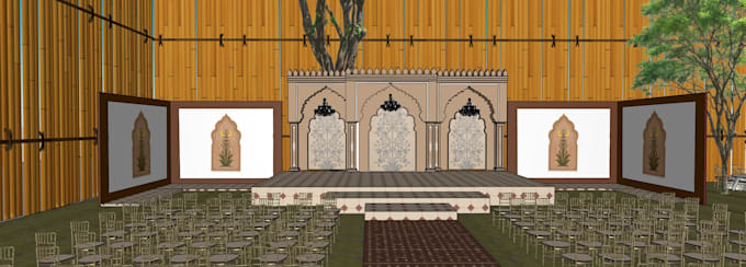 create a 3d event design and realistic visualization