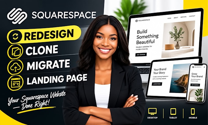 redesign, clone, migrate squarespace website, redesign squarespace landing page