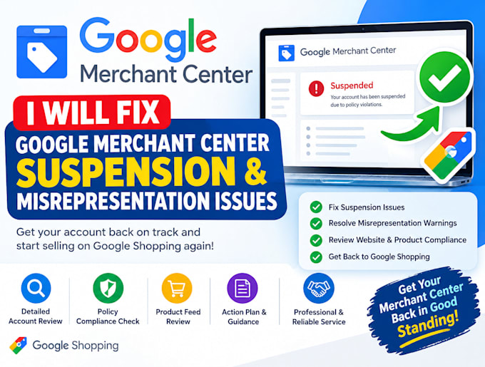 fix google merchant center suspension and misrepresentation issues