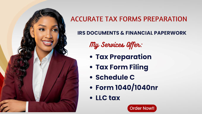 prepare US self employed tax return with form 1040 and schedule c