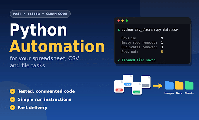 write a python script to automate your excel, CSV, or file tasks