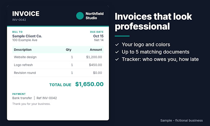 set up branded invoice templates and an invoice tracker spreadsheet