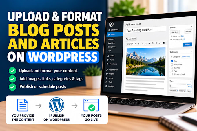 upload and format blog posts and articles on wordpress