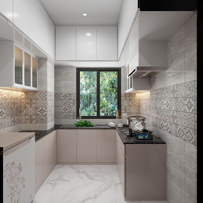design a modern kitchen interior in 3d
