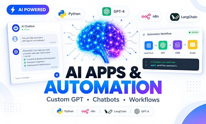 develop ai powered automation workflows, chatbots and llm applications