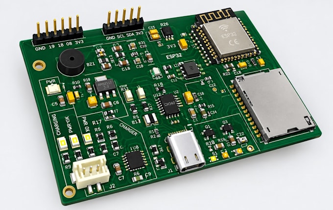 design pcb, esp32, iot, arduino and firmware and gerber