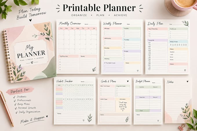 design a professional printable planner