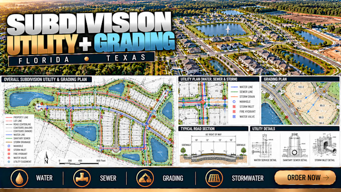 design subdivision utility and grading plans in florida, texas