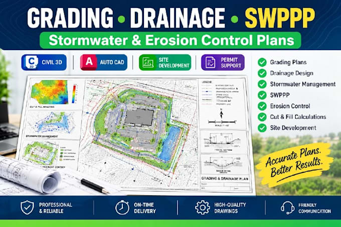 design grading drainage stormwater swppp and erosion control plans
