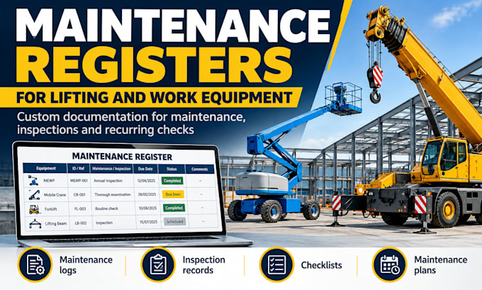 create maintenance registers for lifting and work equipment