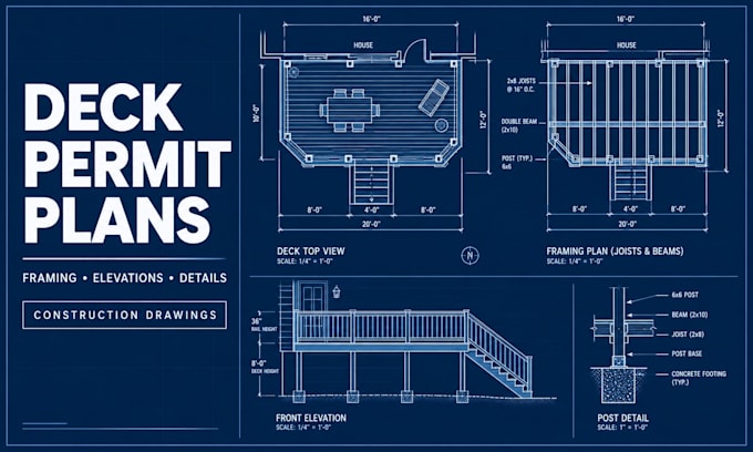 create deck permit drawings, deck framing plans and construction plans