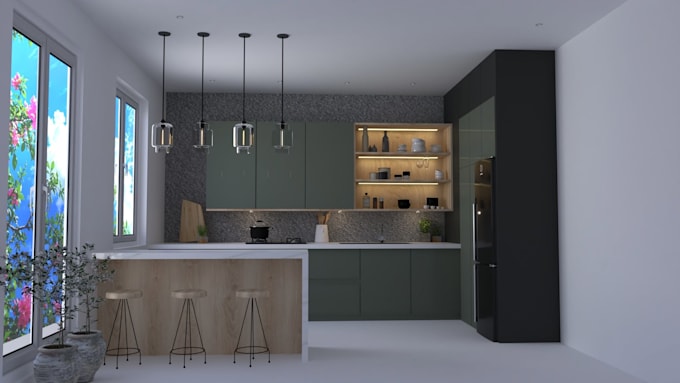 create living and dinning room interior