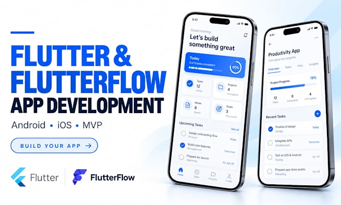 do flutter app development, flutterflow mvp and flutter bug fix