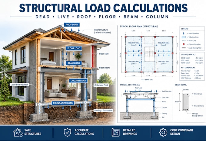 provide residential structural load calculations analysis and structural design