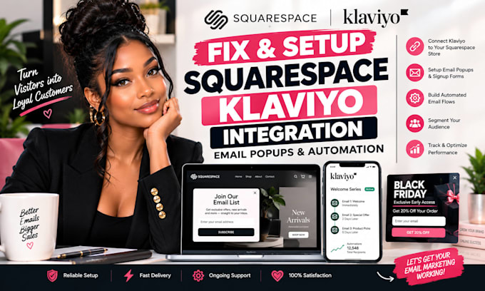 fix and setup squarespace klaviyo integration email popups and automation