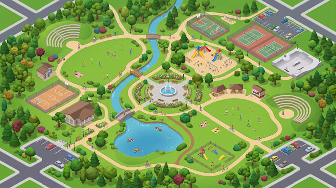 design hiking map, trail map, park map, camping and adventure map