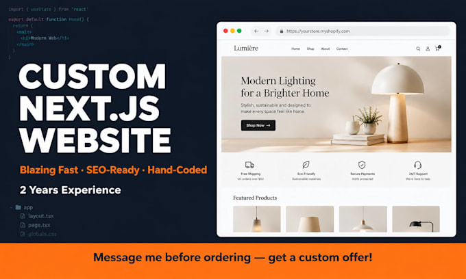 develop a custom website as a next js developer
