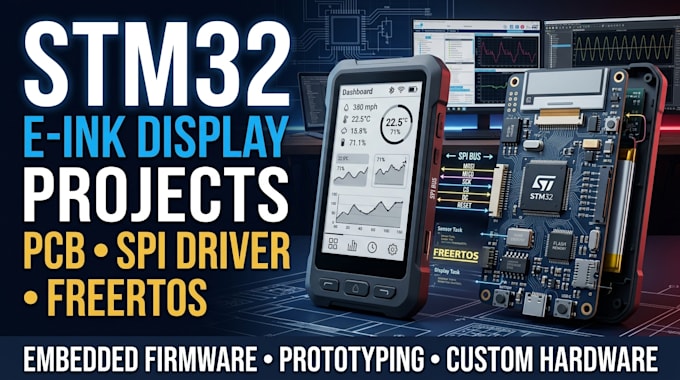 create stm32 e ink display projects with pcb design spi driver and freertos