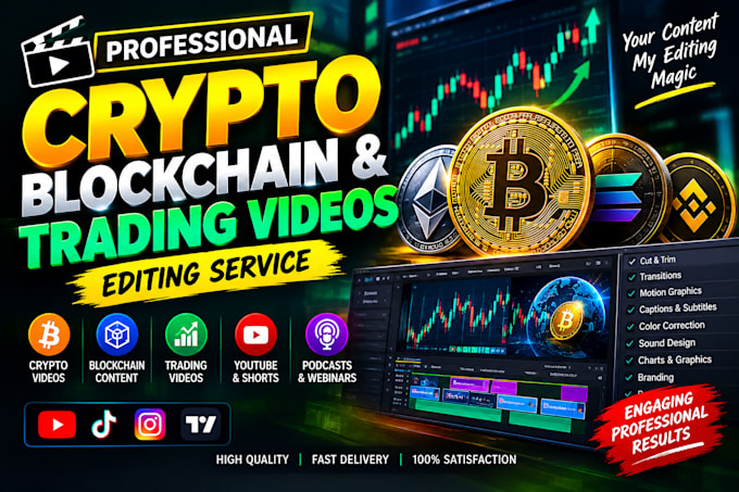 professionally edit crypto, blockchain and trading videos