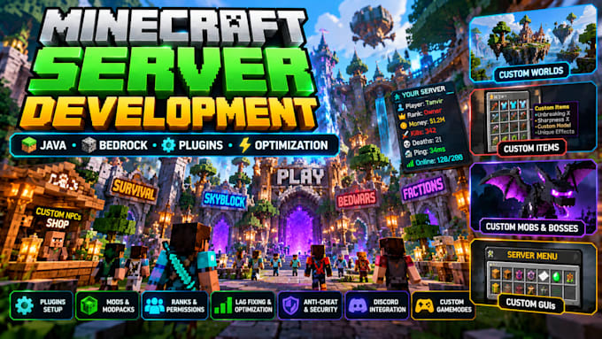 develop and setup a professional minecraft server