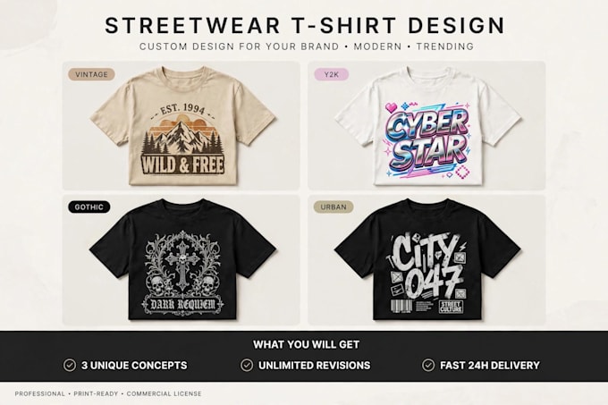 design modern streetwear graphic for clothing brand