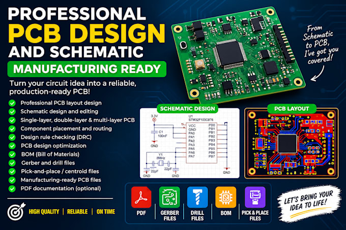 design custom pcb, schematic and manufacturing files