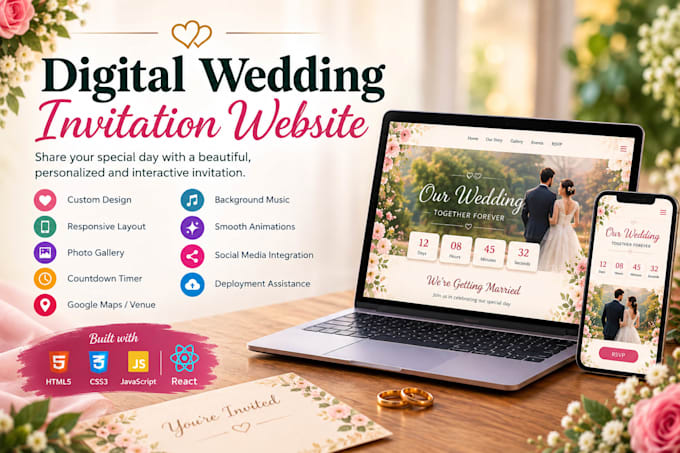 design a modern digital wedding invitation website