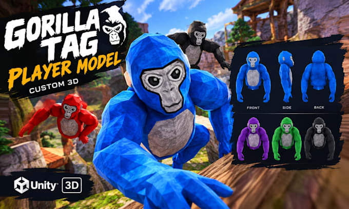 create a custom gorilla tag fan game player model in 3d
