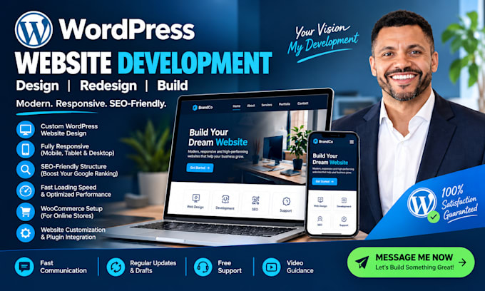do website development, design redesign, and build wordpress website