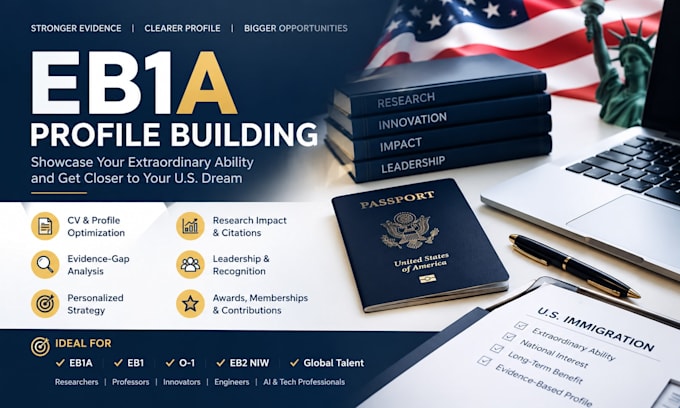 assist with professional profile building for eb1a applicants