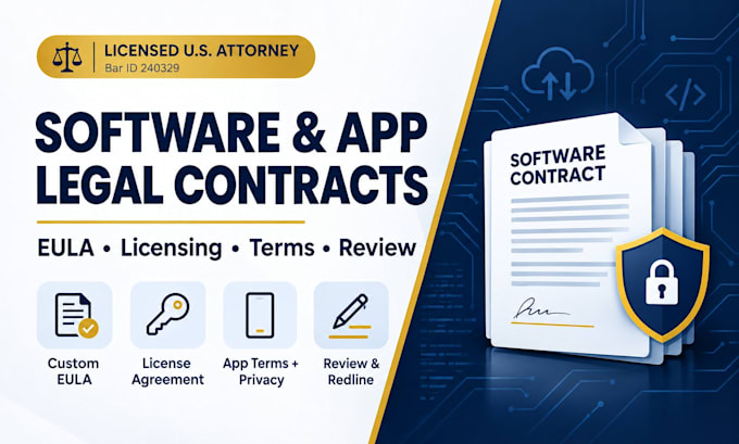 draft a mobile app eula, privacy policy, and software license