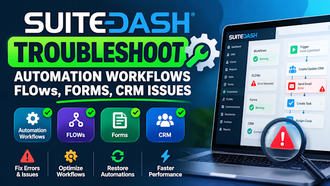 troubleshoot suitedash automation workflows intake forms crm issues
