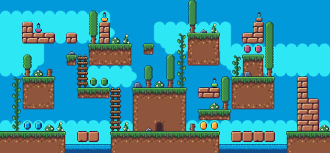 create 2d pixel art character and background animation for your game